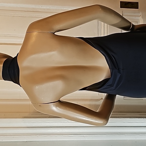 Norma Kamali Womens M 38 Halter Turtle Side Slit Gown Slip Dress Pewter Gray - Picture 6 of 13